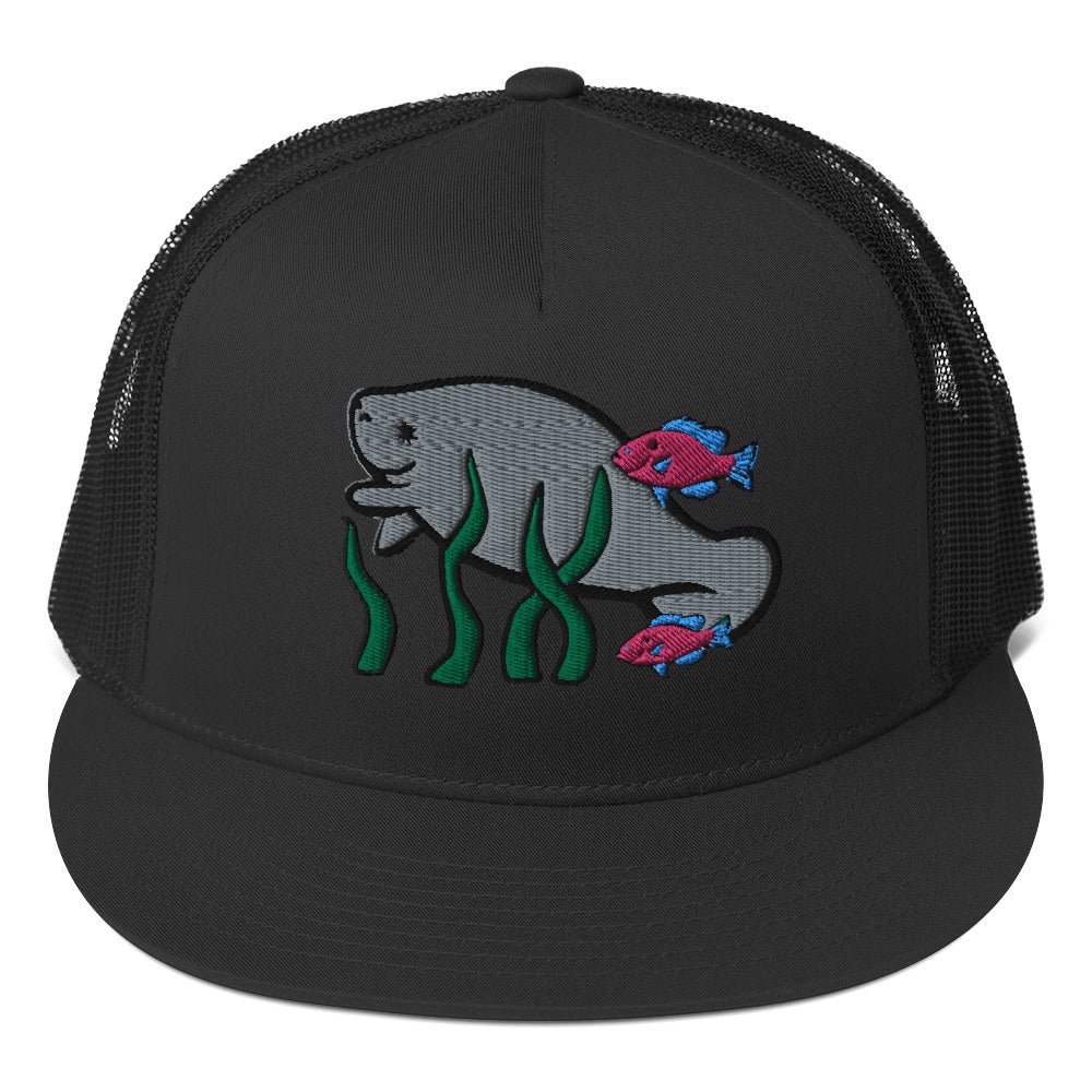 Manatee w Fish Friends Trucker Cap