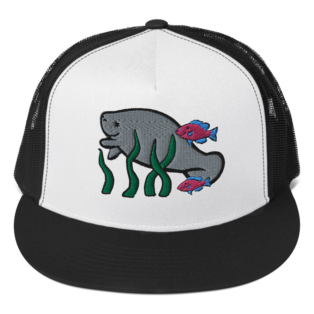 Manatee w Fish Friends Trucker Cap