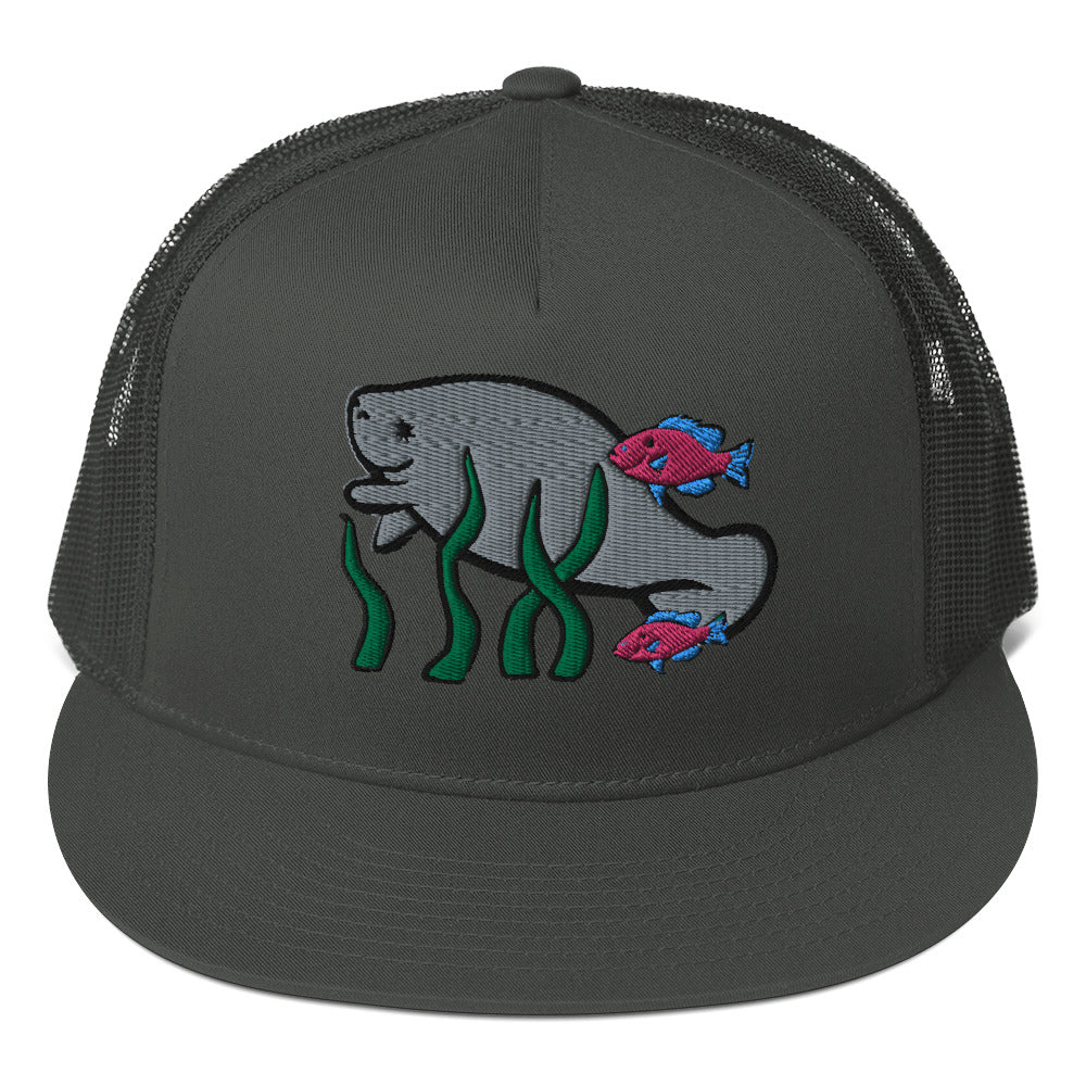 Manatee w Fish Friends Trucker Cap