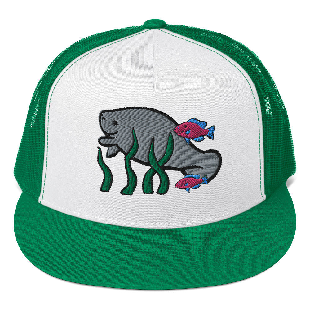 Manatee w Fish Friends Trucker Cap