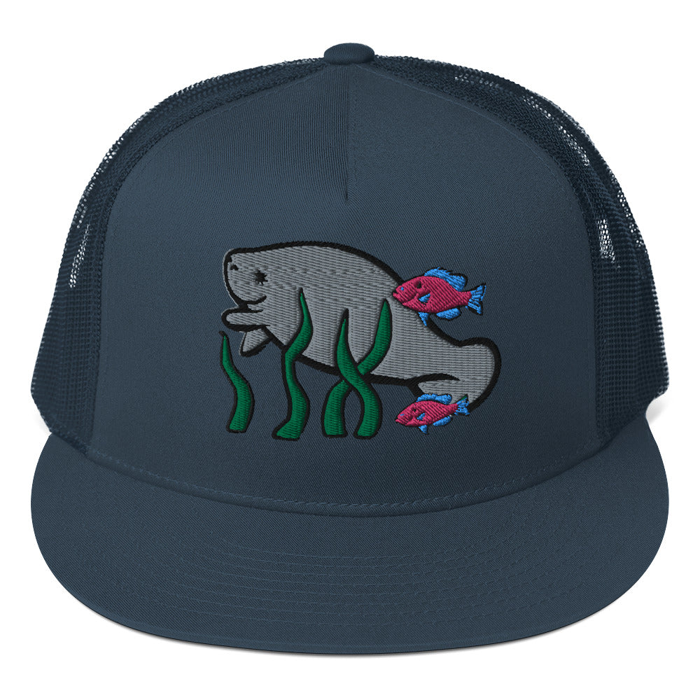 Manatee w Fish Friends Trucker Cap
