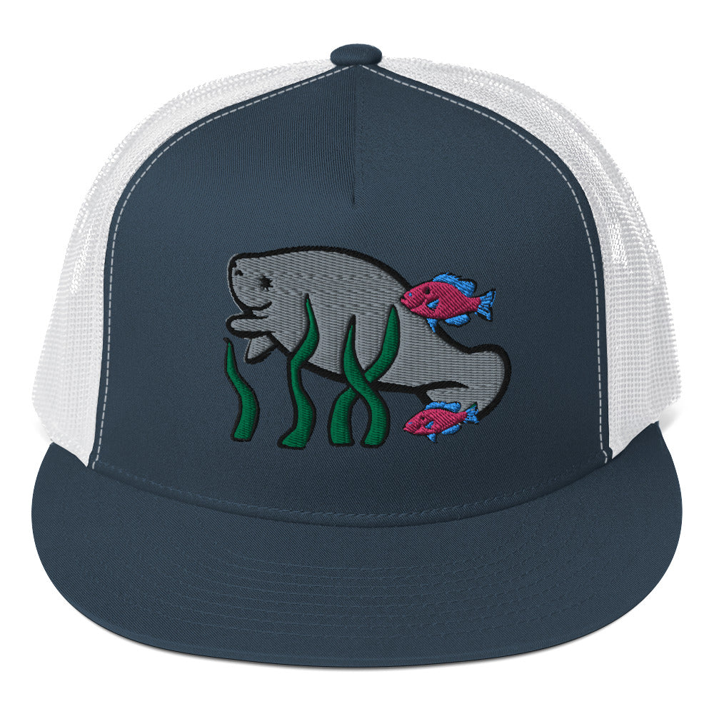Manatee w Fish Friends Trucker Cap