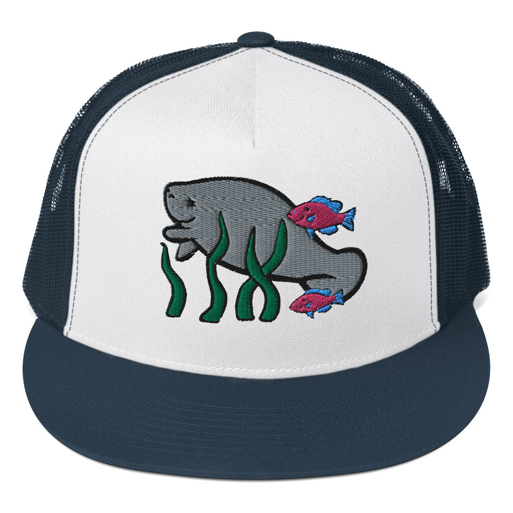 Manatee w Fish Friends Trucker Cap