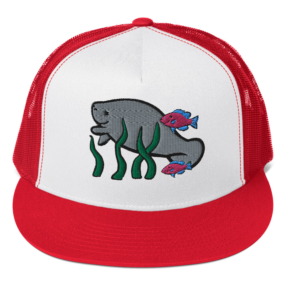 Manatee w Fish Friends Trucker Cap