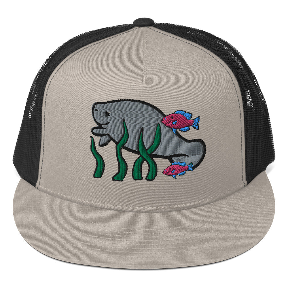 Manatee w Fish Friends Trucker Cap