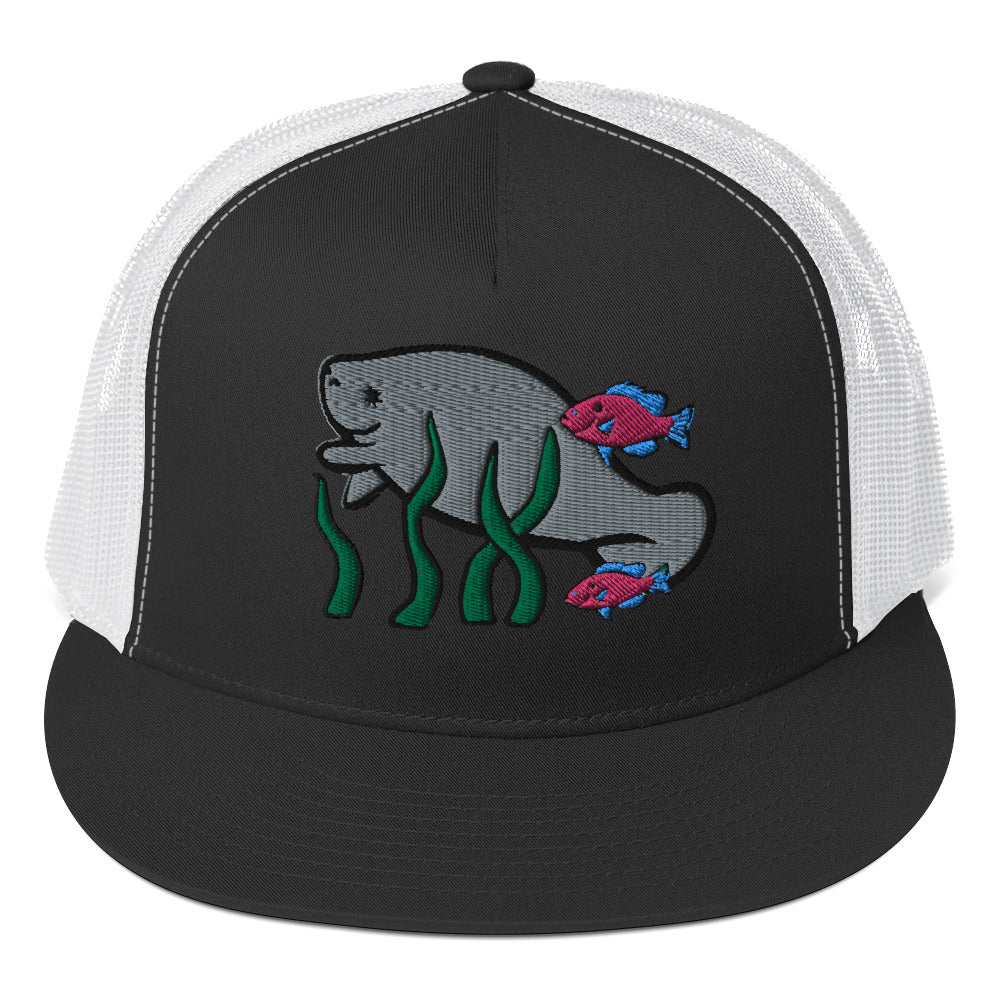 Manatee w Fish Friends Trucker Cap