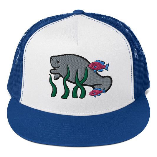 Manatee w Fish Friends Trucker Cap