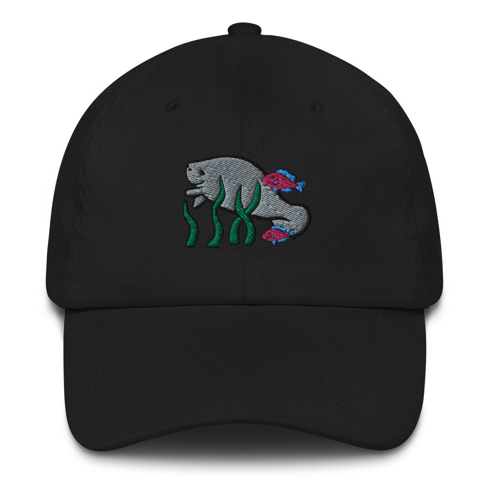 Manatee w Fish Friends Dad Cap