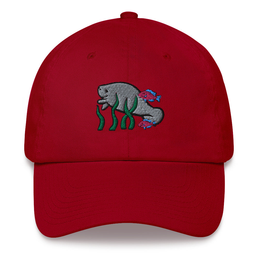 Manatee w Fish Friends Dad Cap