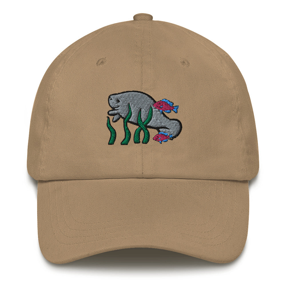 Manatee w Fish Friends Dad Cap