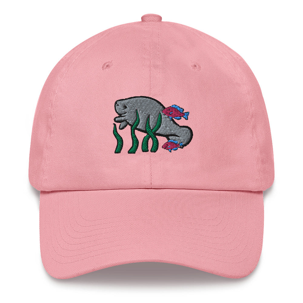 Manatee w Fish Friends Dad Cap