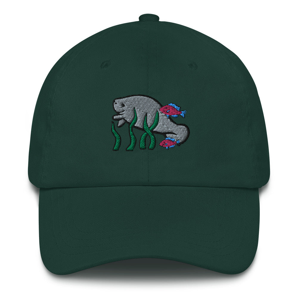 Manatee w Fish Friends Dad Cap