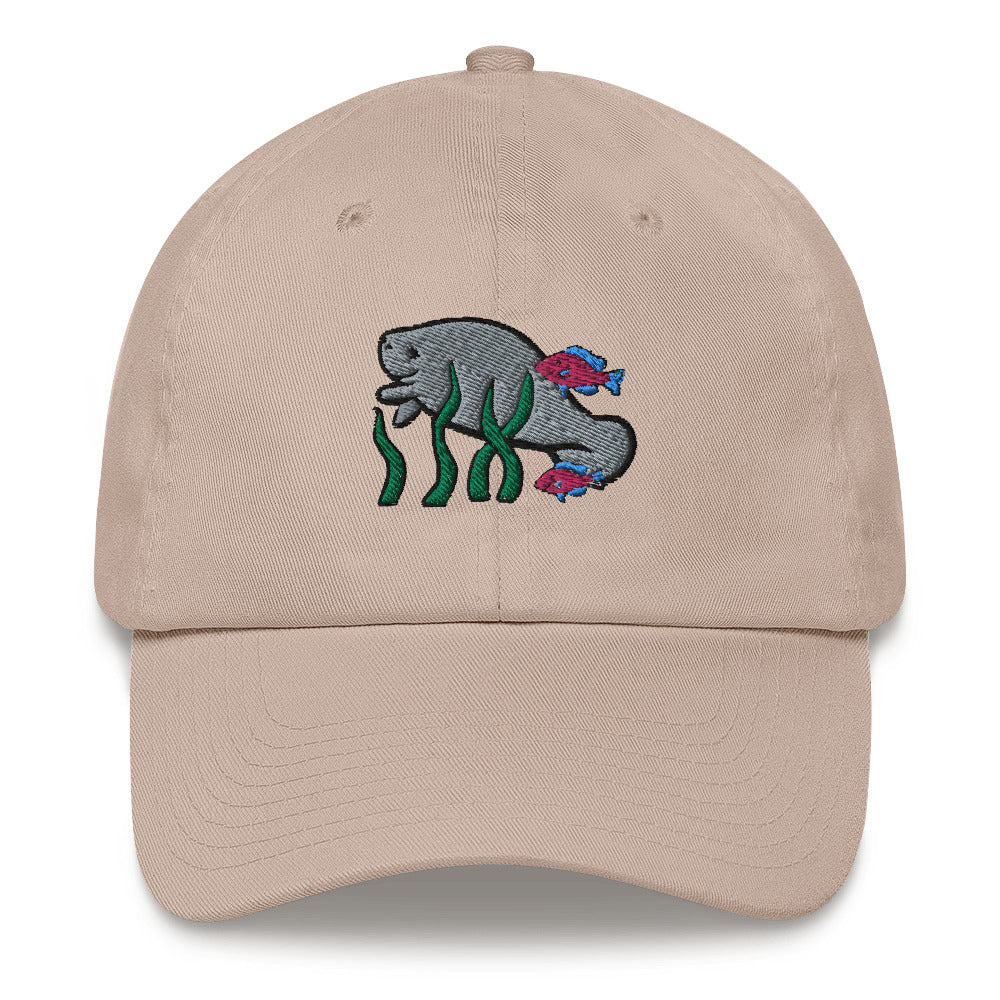 Manatee w Fish Friends Dad Cap