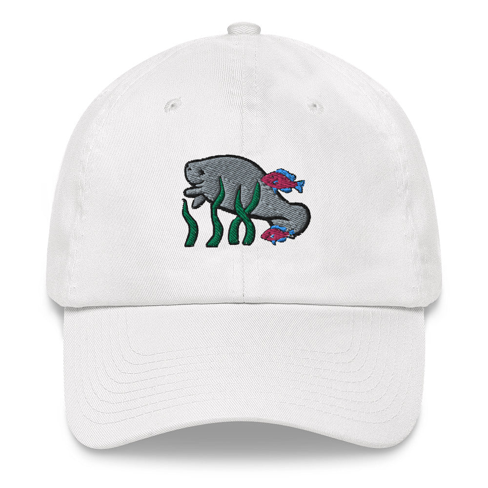 Manatee w Fish Friends Dad Cap